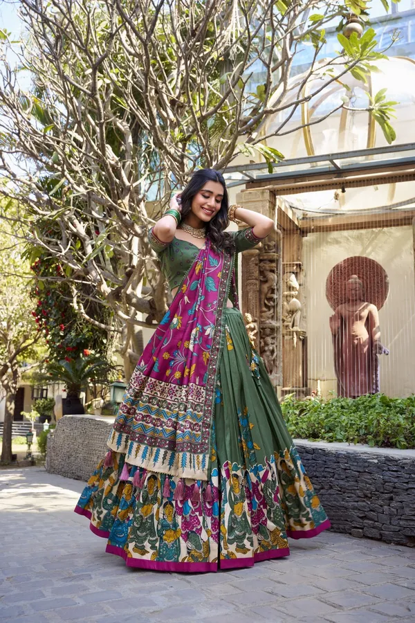 Mauve_Tasar_Silk_Printed_Flared_Lehenga_Choli_For_Women