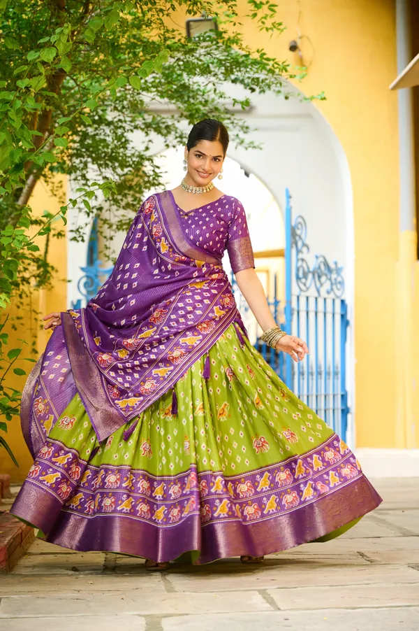 Mauve_Tasar_Silk_Printed_Flared_Lehenga_Choli_For_Women