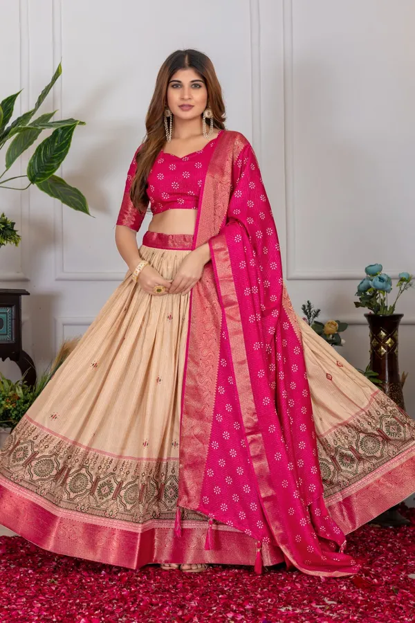 Rose_Pink_Tasar_Silk_Printed_Lehenga_Choli_For_Women