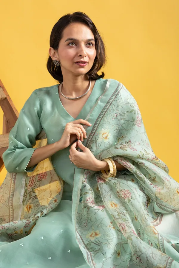 Mint_Green_Floral_Print_Kurta_Set_for_Women
