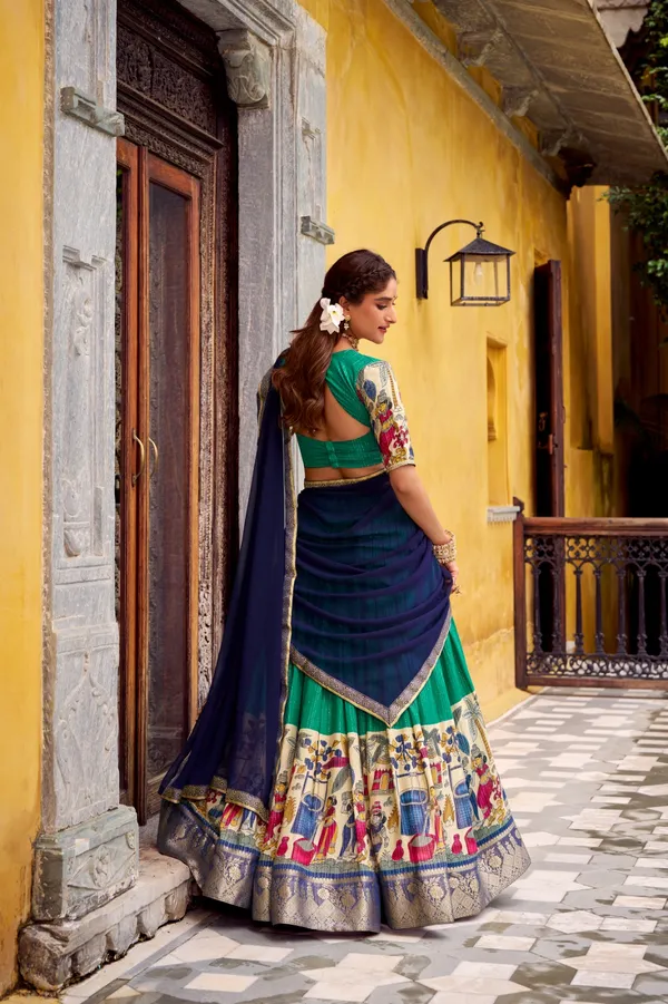 Rose_Maroon_Tasar_Silk_Printed_Flared_Lehenga_Choli_For_Women