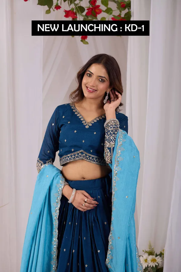 Navy_Vichitra_Silk_Embellished_Flared_Lehenga_Choli_For_Women