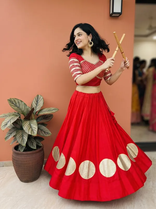 Red_Roman_Cotton_Embellished_Flared_Lehenga_Choli_For_Women