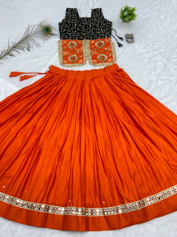 Orange_Pure_Cotton_Embroidered_Flared_Lehenga_Choli_For_Women