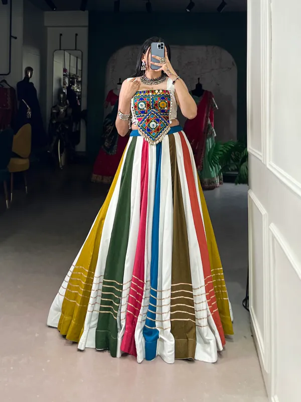 Multicolor_Tasar_Silk_Embellished_Lehenga_Choli_For_Women