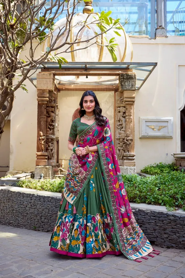 Mauve_Tasar_Silk_Printed_Flared_Lehenga_Choli_For_Women