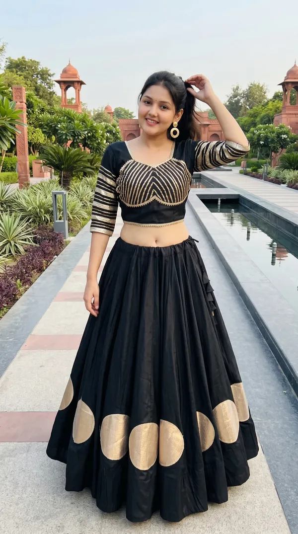 Black_Roman_Cotton_Flared_Lehenga_Choli_For_Women