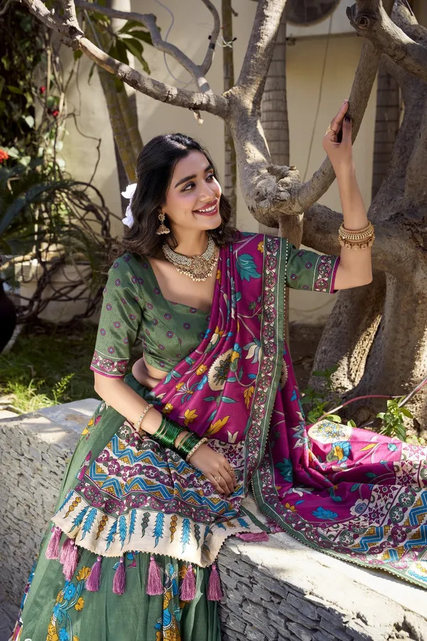 Mauve_Tasar_Silk_Printed_Flared_Lehenga_Choli_For_Women
