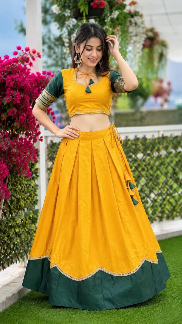 Yellow_Rayon_Flared_Lehenga_Choli_For_Women
