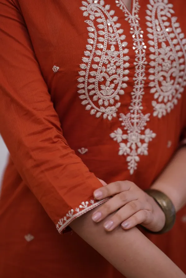 Rust_Embroidered_Straight_Kurta_Set_for_Women