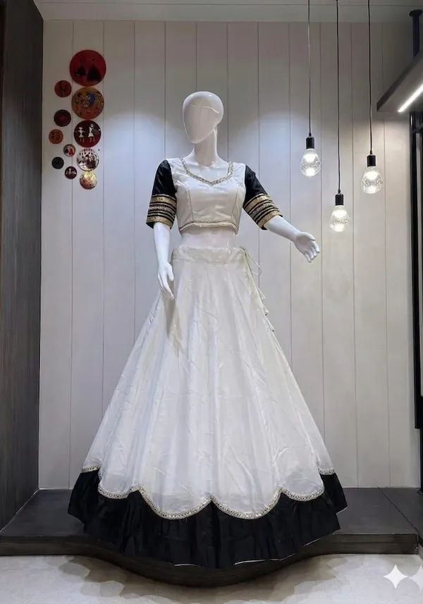 White_Rayon_Flared_Lehenga_Choli_For_Women