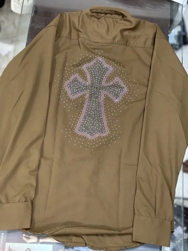 Brown_Relaxed_Fit_Rhinestone_Cross_Embellished_Full_Sleeve_Jacket_For_Men