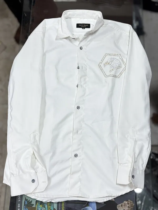 White_Full_Sleeve_Embellished__Formal_Shirt_For_Men
