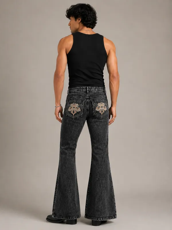 Black_Denim_Embellished_Pocket_Bootcut_Jeans_For_Men