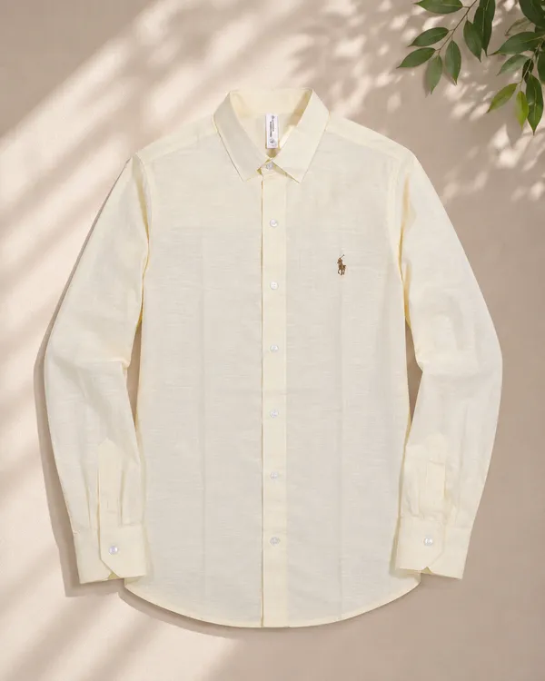 Cream_Cotton_Slim_Fit_Casual_Shirt_For_Men