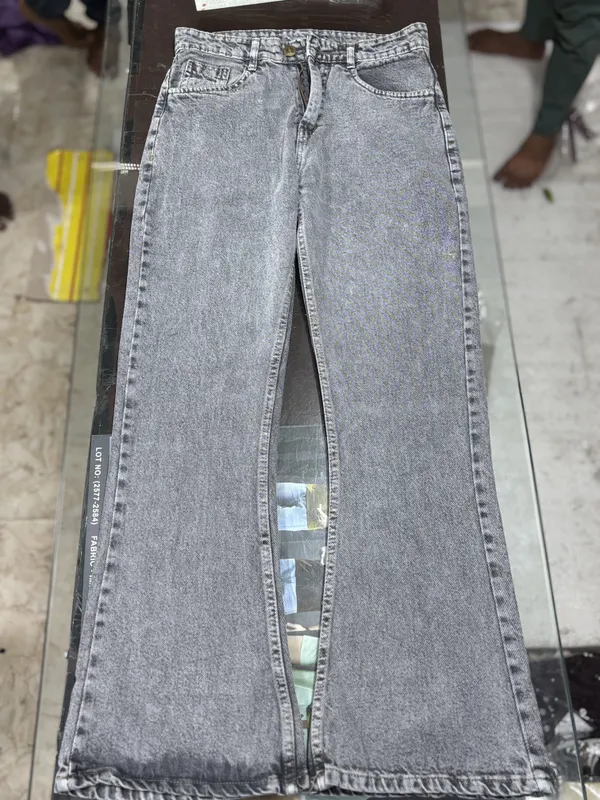 Grey_Denim_Acid_Wash_Flared_Jeans_For_Men