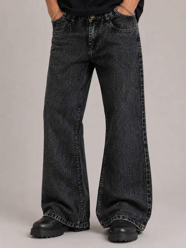 Black_Denim_Acid_Wash_Straight_Baggy_Jeans_For_Men