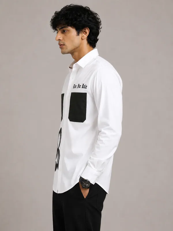 White_Cotton_Full_Sleeve_Graphic_Print_Shirt_For_Men
