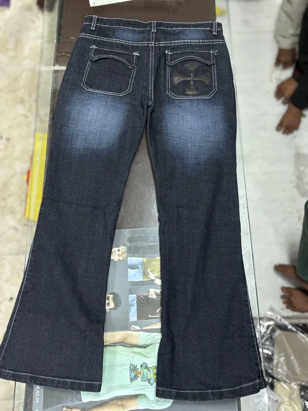 Dark_Blue_Denim_Distressed_Flared_Jeans_For_Men