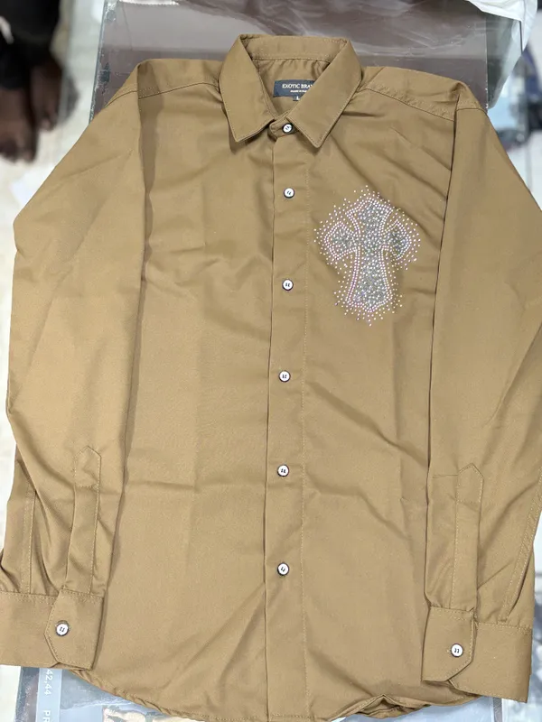 Olive_Green_Full_Sleeve_Rhinestone_Pocket_Detail_Formal_Shirt_For_Men