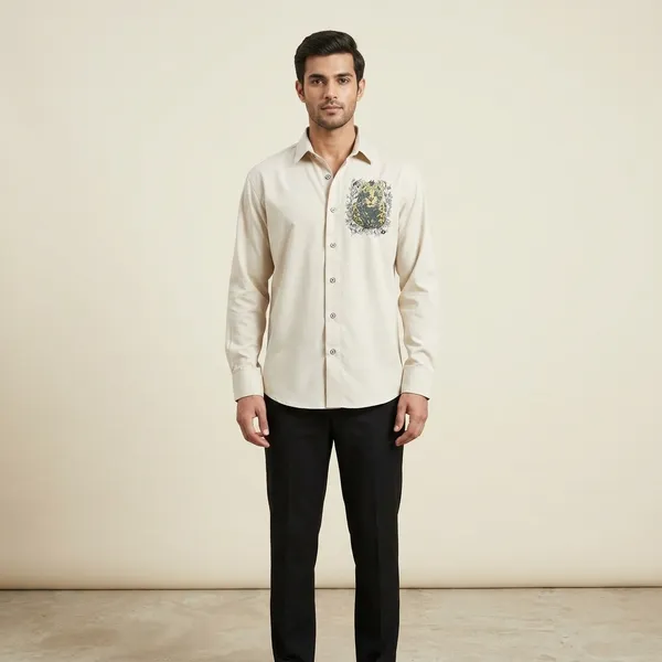 Cream_Leopard_Print_Relaxed_Fit_Full_Sleeve_Shirt_For_Men