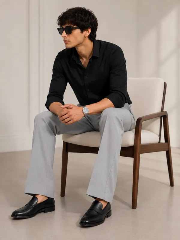 Grey_Straight_Fit_Formal_Boot_Cut_Pants_For_Men
