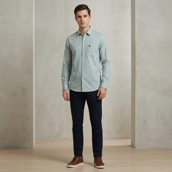 Light_Grey_Cotton_Slim_Fit_Casual_Shirt_For_Men