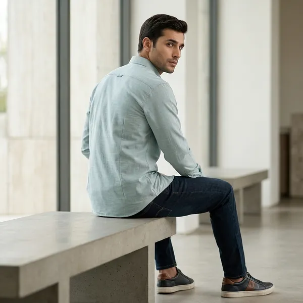 Light_Grey_Cotton_Slim_Fit_Casual_Shirt_For_Men