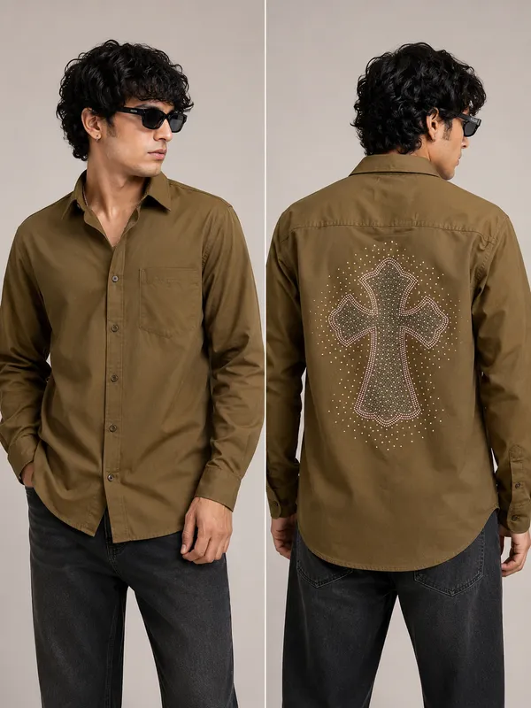 Brown_Relaxed_Fit_Rhinestone_Cross_Embellished_Full_Sleeve_Jacket_For_Men