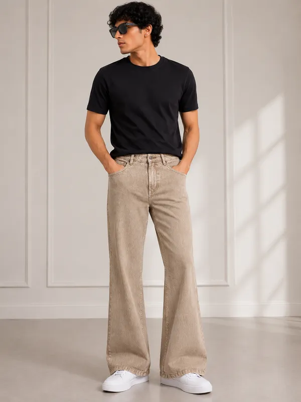 Beige_Cotton_Straight_Fit_Jeans_For_Men