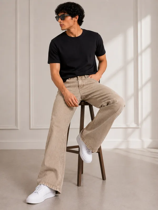 Beige_Cotton_Straight_Fit_Jeans_For_Men