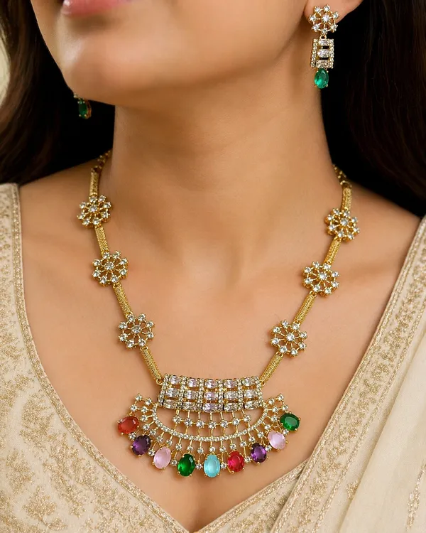 Multicolor_Alloy_Gold_Plated_Stone_Necklace_Set_For_Women
