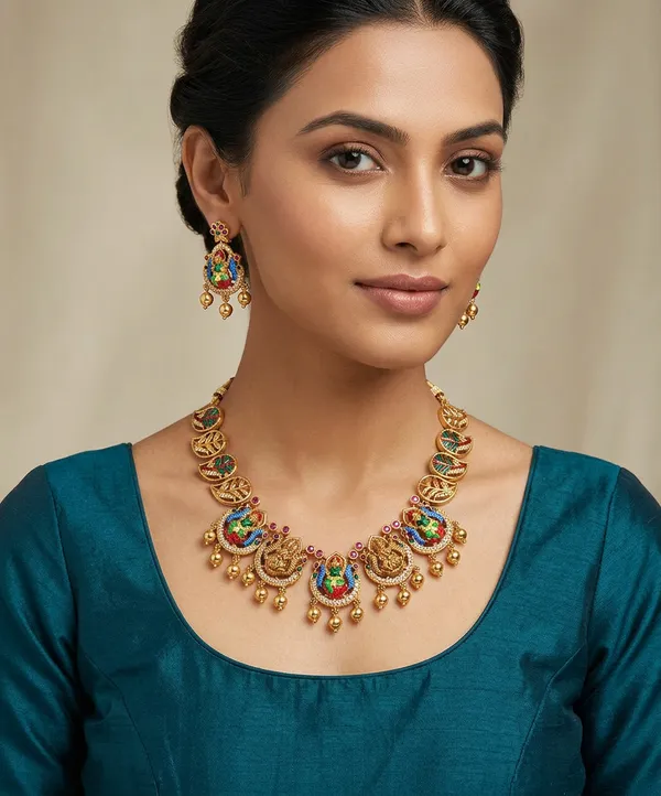 Multicolor_Alloy_Peacock_Meenakari_Necklace_Set_For_Women