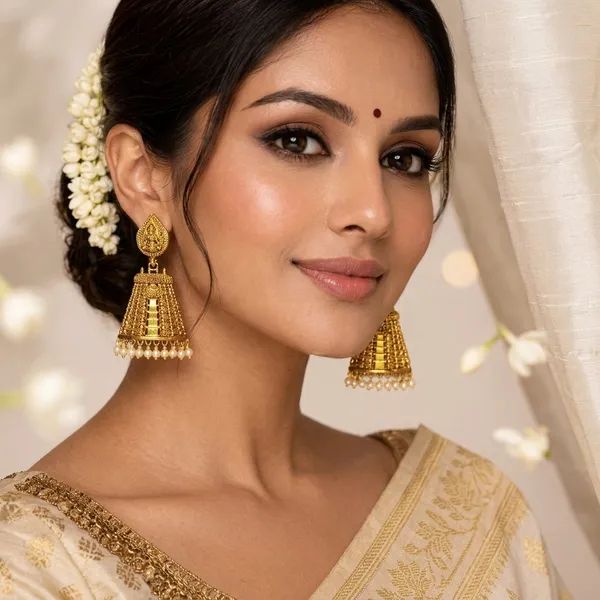 Golden_And_White_Alloy_Temple_Jhumka_Earrings_With_Pearl_Drops_For_Women