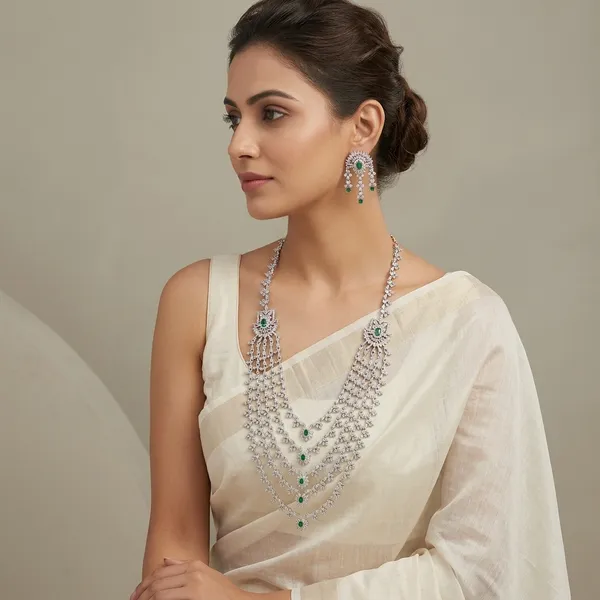 Green_White_Alloy_American_Diamond_Layered_Necklace_Set_For_Women