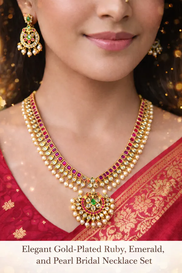 Pink_And_Green_Alloy_Ruby_Emerald_Pearl_Bridal_Necklace_Set_For_Women
