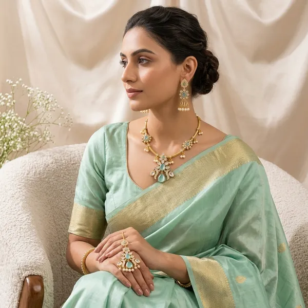 Mint_Green_Golden_Alloy_Pearl_Necklace_Set_For_Women
