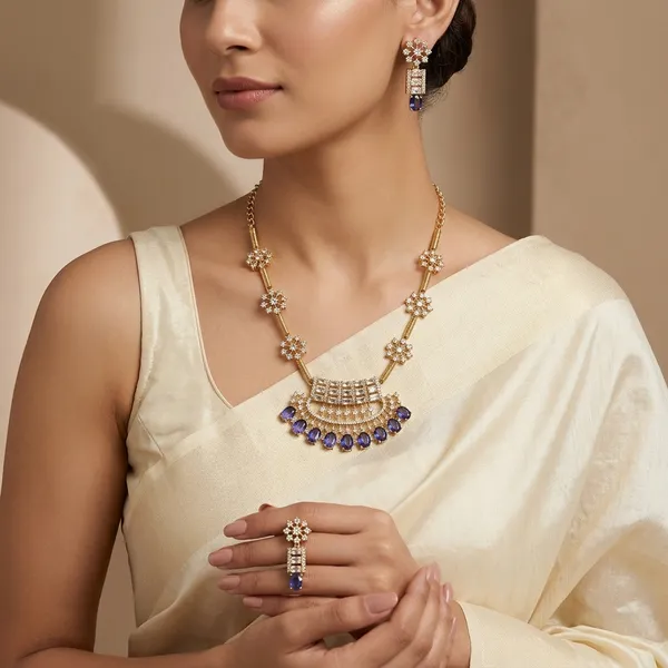 Blue_And_White_Alloy_Gold_Plated_Kundan_Stone_Necklace_Set_For_Women