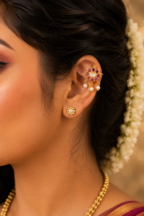 Pink_Golden_Alloy_Floral_Stone_Pearl_Drop_Earrings_For_Women