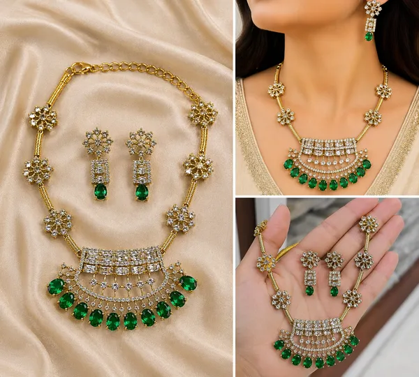 Green_And_White_Alloy_Kundan_Stone_Necklace_Set_For_Women