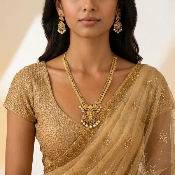 Golden_White_Alloy_Temple_Pearl_Necklace_Set_For_Women