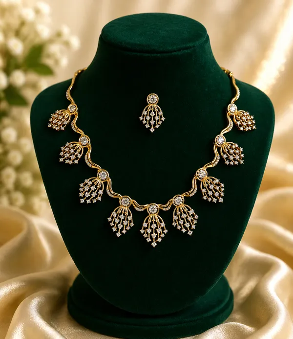 White_Golden_Alloy_Floral_Motif_Necklace_Set_For_Women