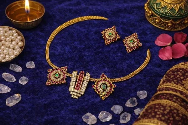 Red_And_Green_Alloy_Kundan_Temple_Necklace_Set_For_Women