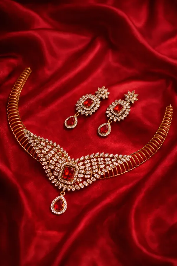 Red_And_Golden_Alloy_Red_Stone_Choker_Necklace_Set_For_Women