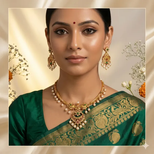 White_Golden_Alloy_Kundan_Pearl_Drop_Necklace_Set_For_Women