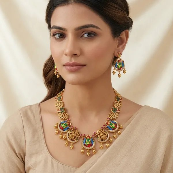 Multicolor_Alloy_Peacock_Meenakari_Necklace_Set_For_Women