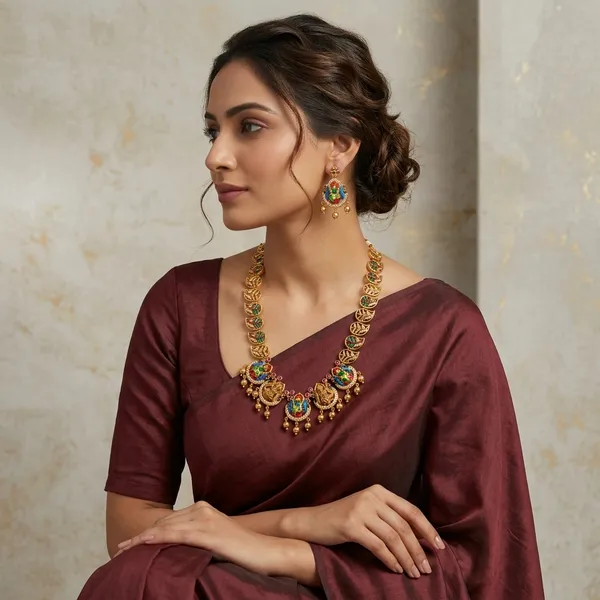 Multicolor_Alloy_Peacock_Meenakari_Necklace_Set_For_Women