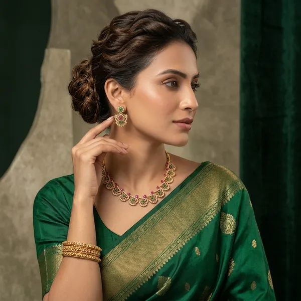 Golden_Green_Alloy_Kundan_Bridal_Necklace_Set_For_Women