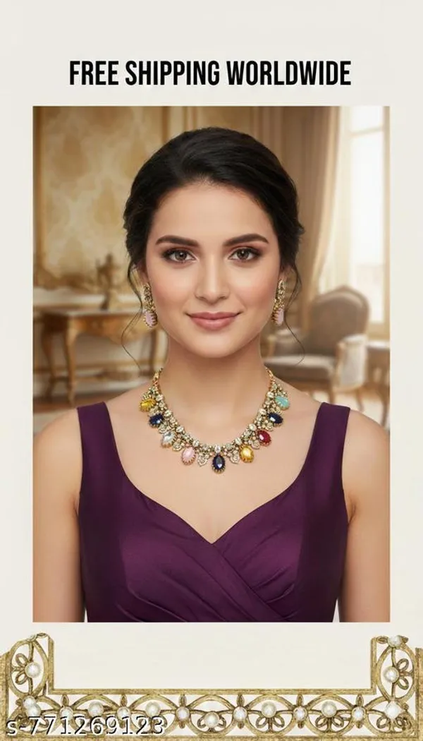 Multicolor_Alloy_Gemstone_Necklace_Set_For_Women