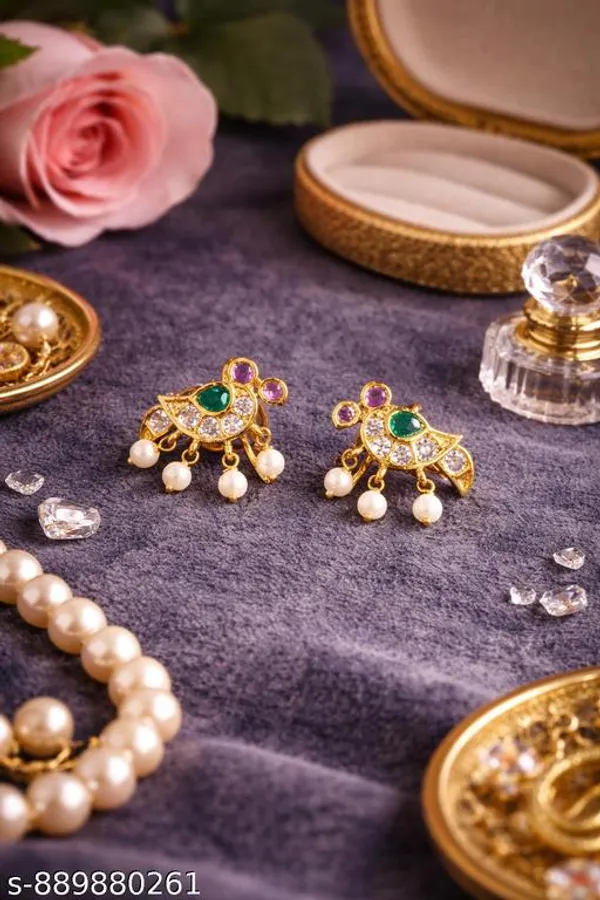 Green_White_Alloy_Parrot_Jadau_Bugadi_Earrings_For_Women